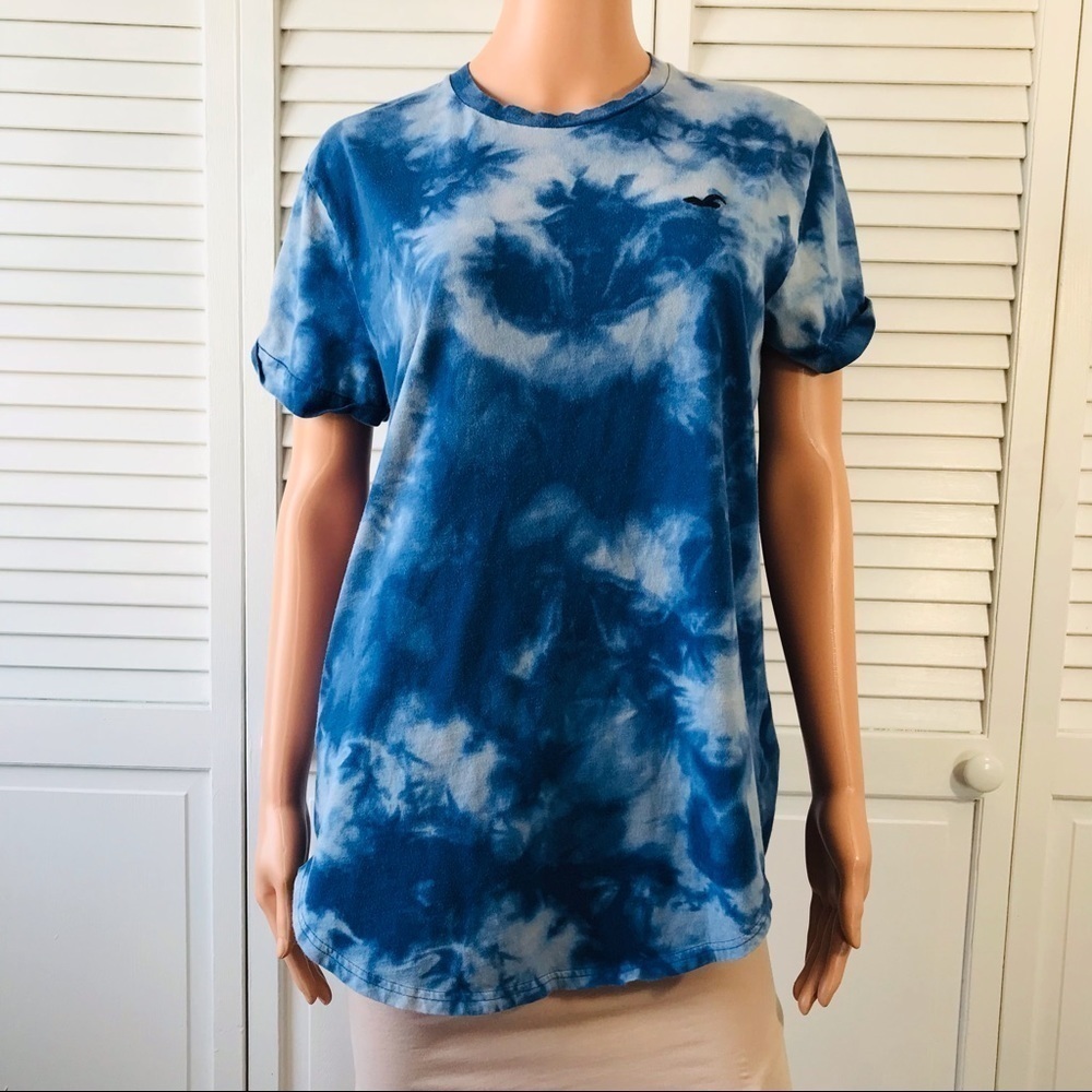 3/$25 HOLLISTER Blue White Tie Dye Cotton Short Sleeve Tee Size Large